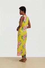 Cheack Dress Leopard Flower Yellow