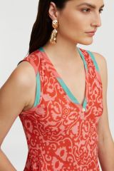 Cheack Dress Damask Design Red