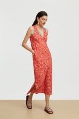 Cheack Dress Damask Design Red