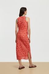 Cheack Dress Damask Design Red
