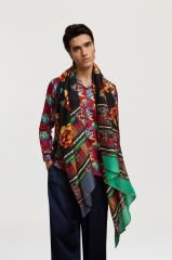 Silk Scarf 100x200cm Tamale Peony Black