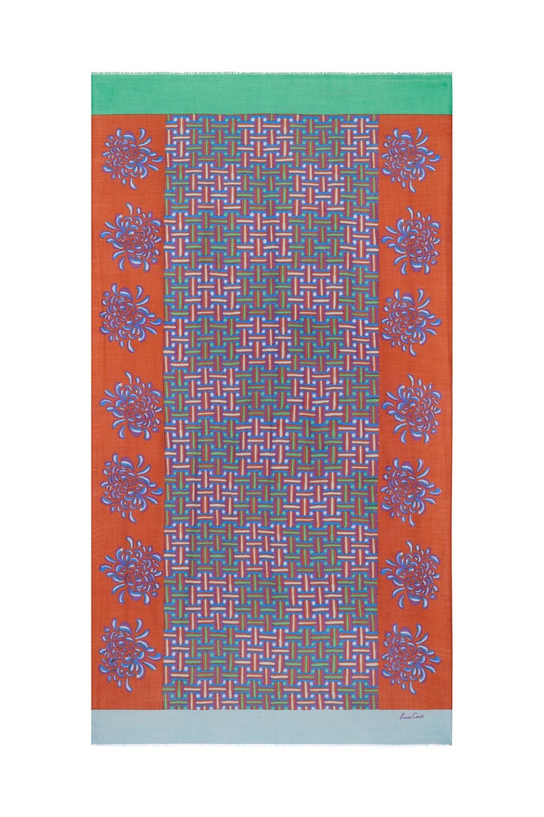 Wool Silk Scarf 100x200cm Bullet Rust