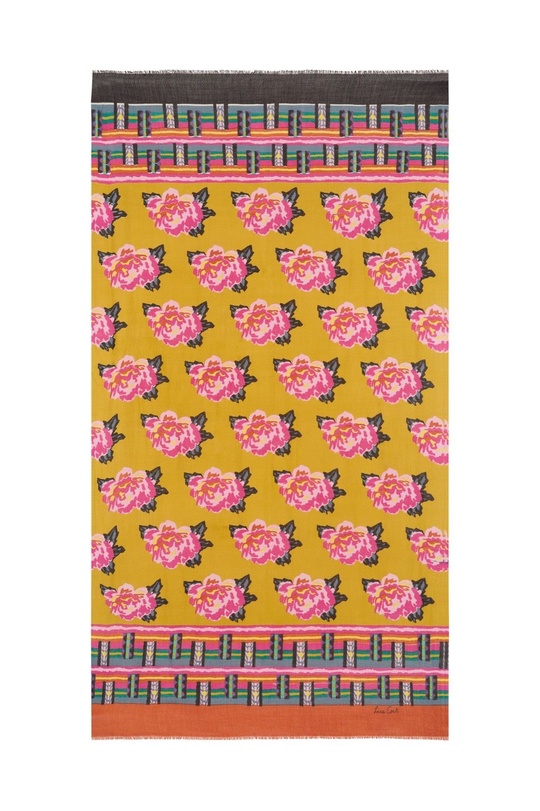 Wool Silk Scarf 100x200cm Tamale Peony Chutney