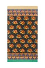 Wool Silk Scarf 100x200cm Tamale Peony Black