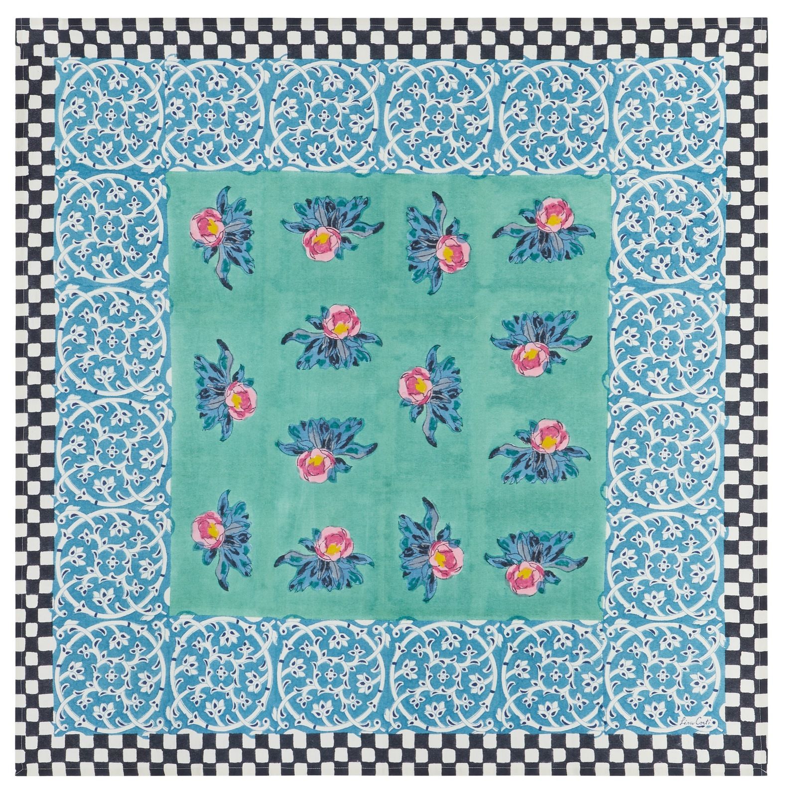 Cotton Cloth 110x110cm Tiles Green
