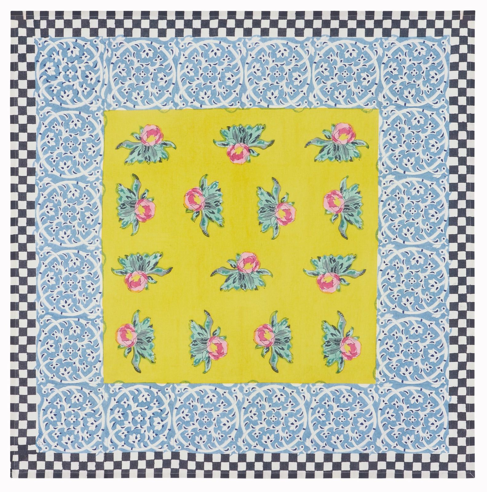 Cotton Cloth 110x110cm Tiles Yellow