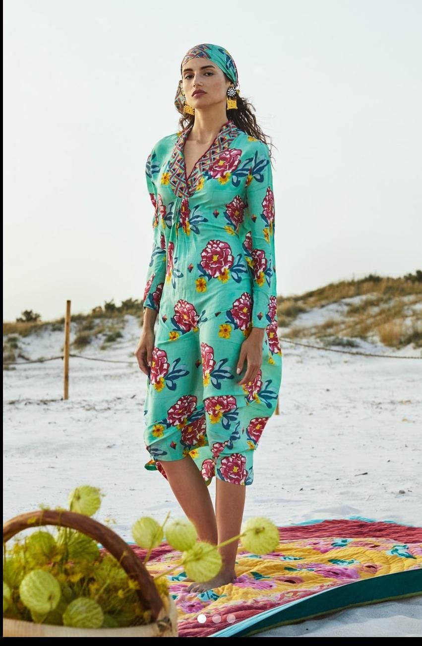 RADHA KAFTAN SILK RAMYE AQUA