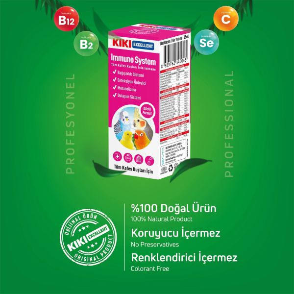 KIKI Excellent Kuş Immune System 25 ml. 16 Adet (Kutu)