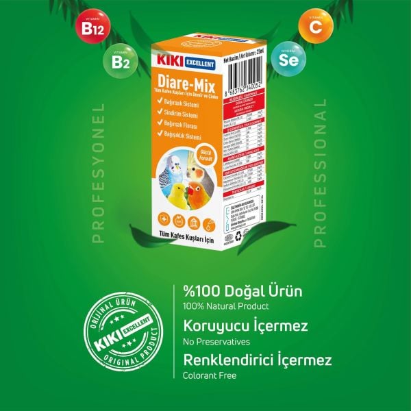 KIKI Excellent Kuş Diare-Mix 25 ml. 16 Adet (Kutu)