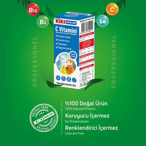 KIKI Excellent Kuş C Vitamini 25 ml. 16 Adet (Kutu)