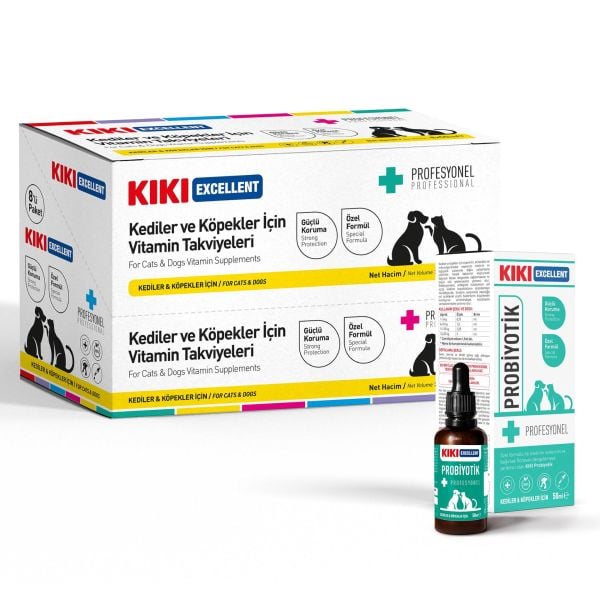 KIKI Excellent Kedi & Köpek Probiyotik Şurup 50 ml. 8 Adet (Kutu)
