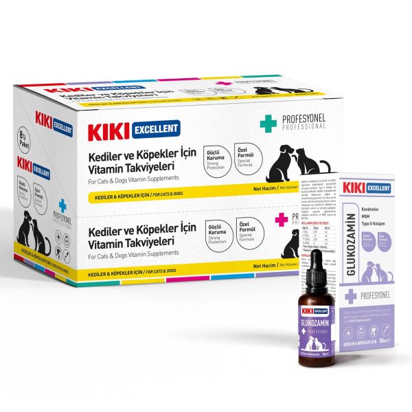 KIKI Excellent Kedi & Köpek Glukozamin & Kondroitin & Type II Kolajen & MSM Şurup 50 ml. 8 Adet (Kutu)