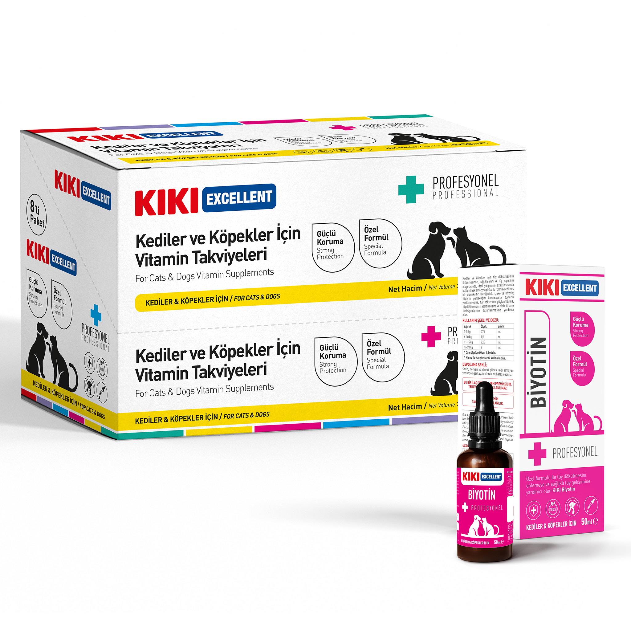 KIKI Excellent Kedi & Köpek Biyotin Şurup 50 ml. 8 Adet (Kutu)