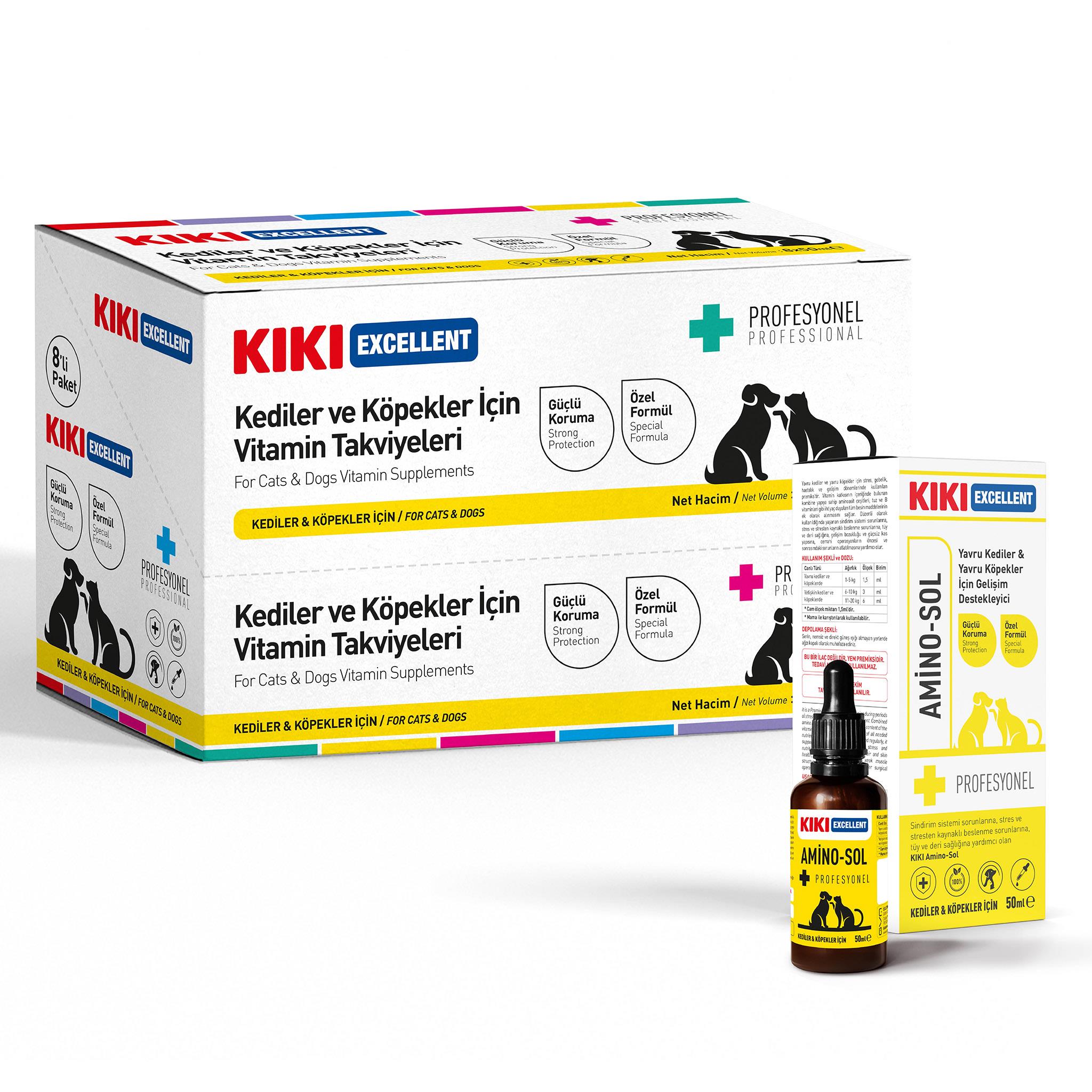 KIKI Excellent Kedi & Köpek Amino-Sol Şurup 50 ml. 8 Adet (Kutu)