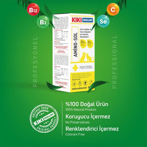 KIKI Excellent Kedi & Köpek Amino-Sol Şurup 50 ml. 8 Adet (Kutu)