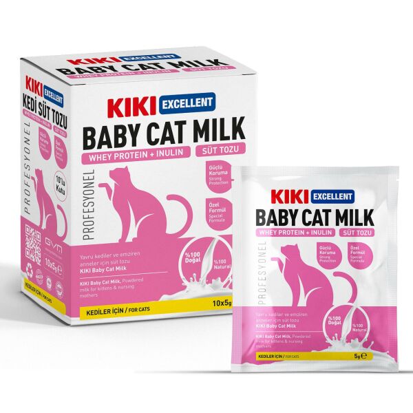 KIKI Excellent Kedi Süt Tozu Saşe (Whey Protein & İnulin) 5 gr. 10 Adet (Kutu)
