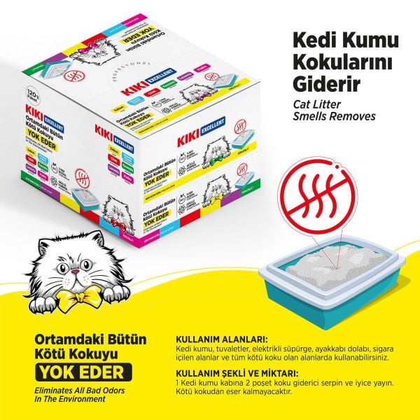 KIKI Excellent Kedi Koku Giderici 20'li 6 Model 25 gr. 120 Adet (Kutu)