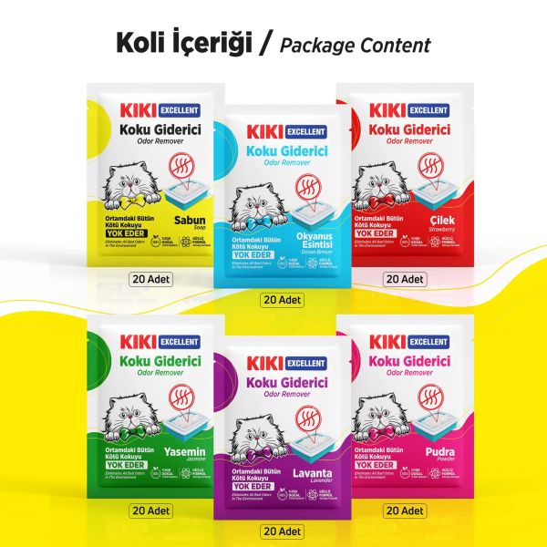 KIKI Excellent Kedi Koku Giderici 20'li 6 Model 25 gr. 120 Adet (Kutu)