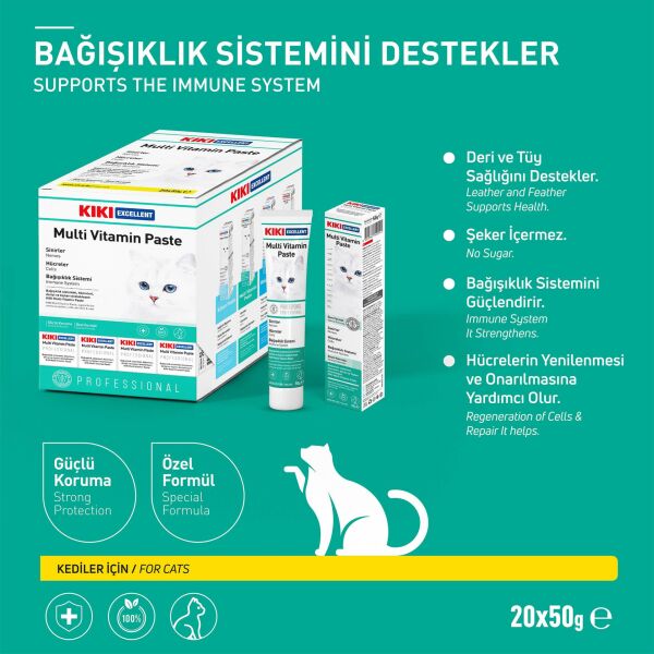 KIKI Excellent Kedi Multi Vitamin Paste Macun 50 gr. 20 Adet (Kutu)