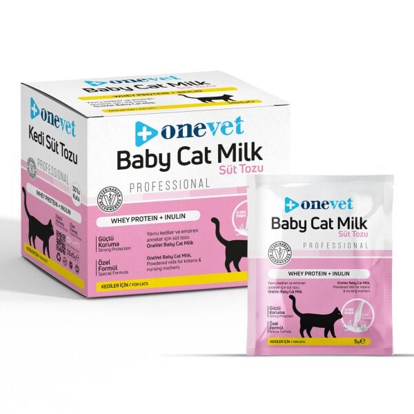OneVet Kedi Süt Tozu Saşe (Whey Protein & İnulin) 5 gr. 30 Adet (Kutu)