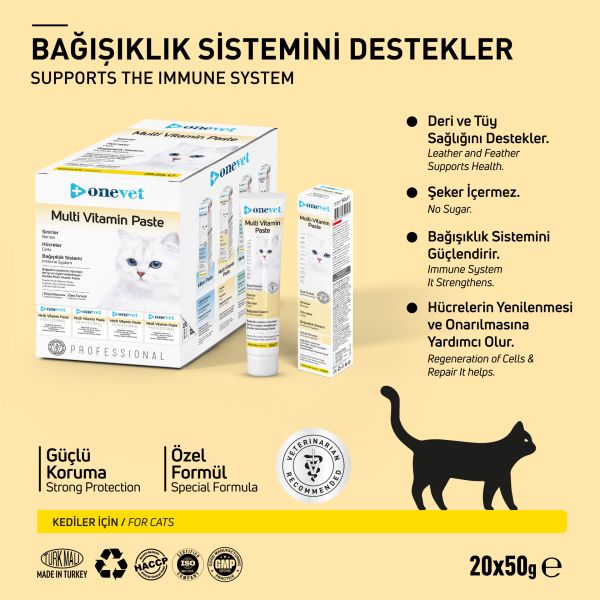 OneVet Kedi Multi Vitamin Paste Macun 50 gr. 20 Adet (Kutu)