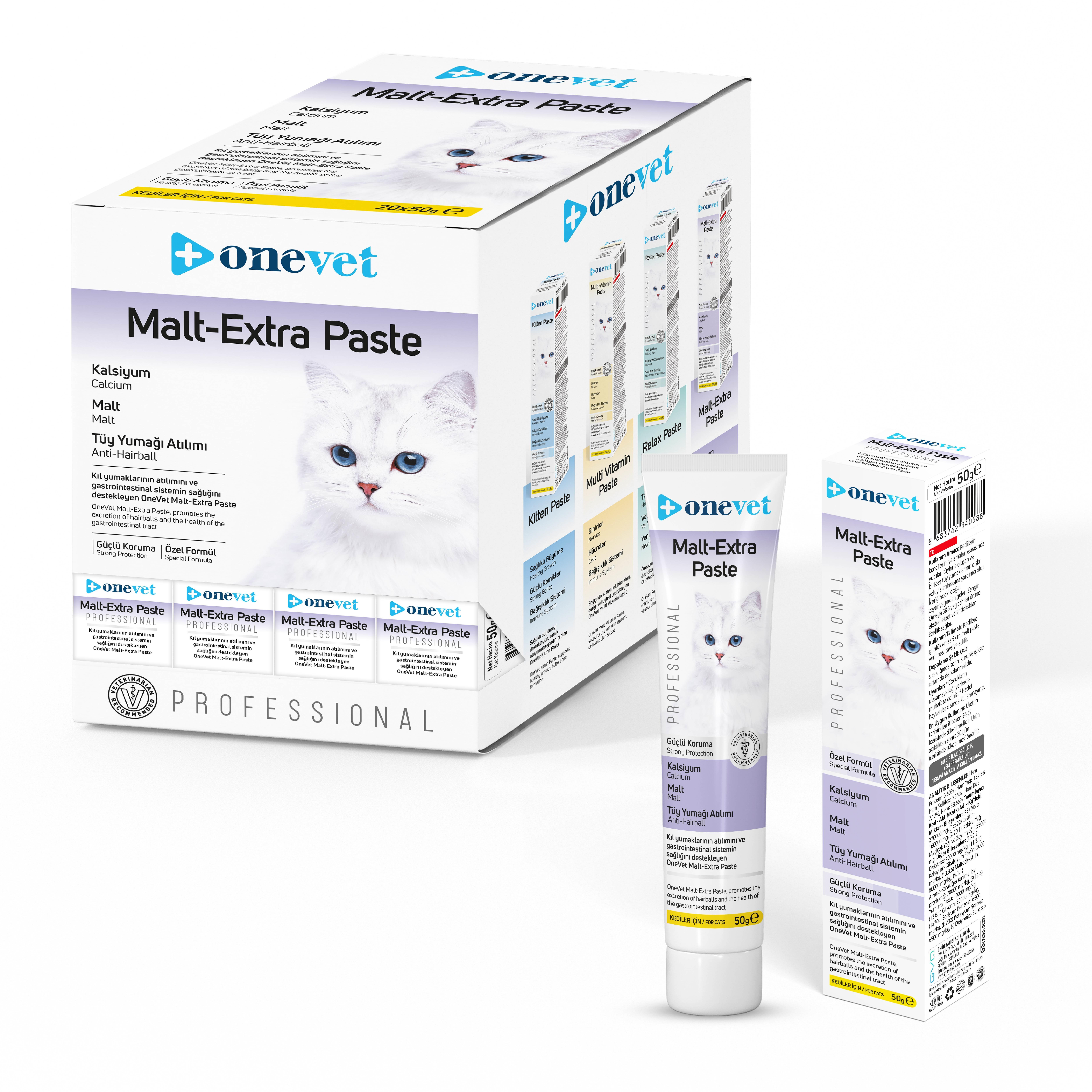 OneVet Kedi Malt Extra Paste Macun 50 gr. 20 Adet (Kutu)