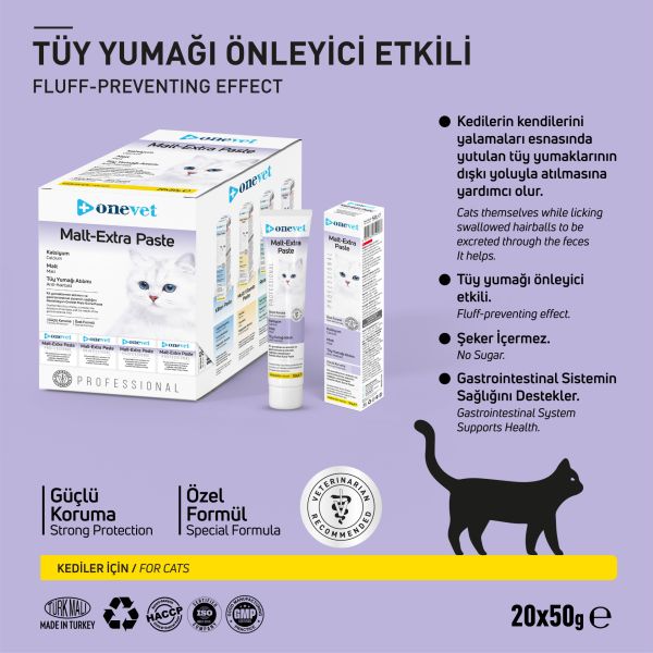 OneVet Kedi Malt Extra Paste Macun 50 gr. 20 Adet (Kutu)