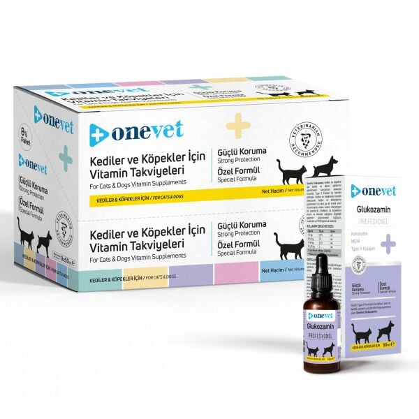 OneVet Kedi & Köpek Glukozamin & Kondroitin & Type II Kolajen & MSM Şurup 50 ml. 8 Adet (Kutu)