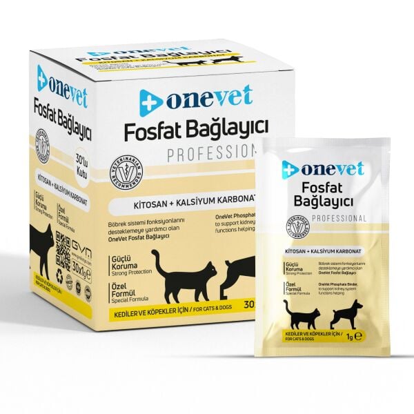 OneVet Kedi & Köpek Fosfat Bağlayıcı Saşe (Kitosan & Kalsiyum Karbonat) 1 gr. 30 Adet (Kutu)