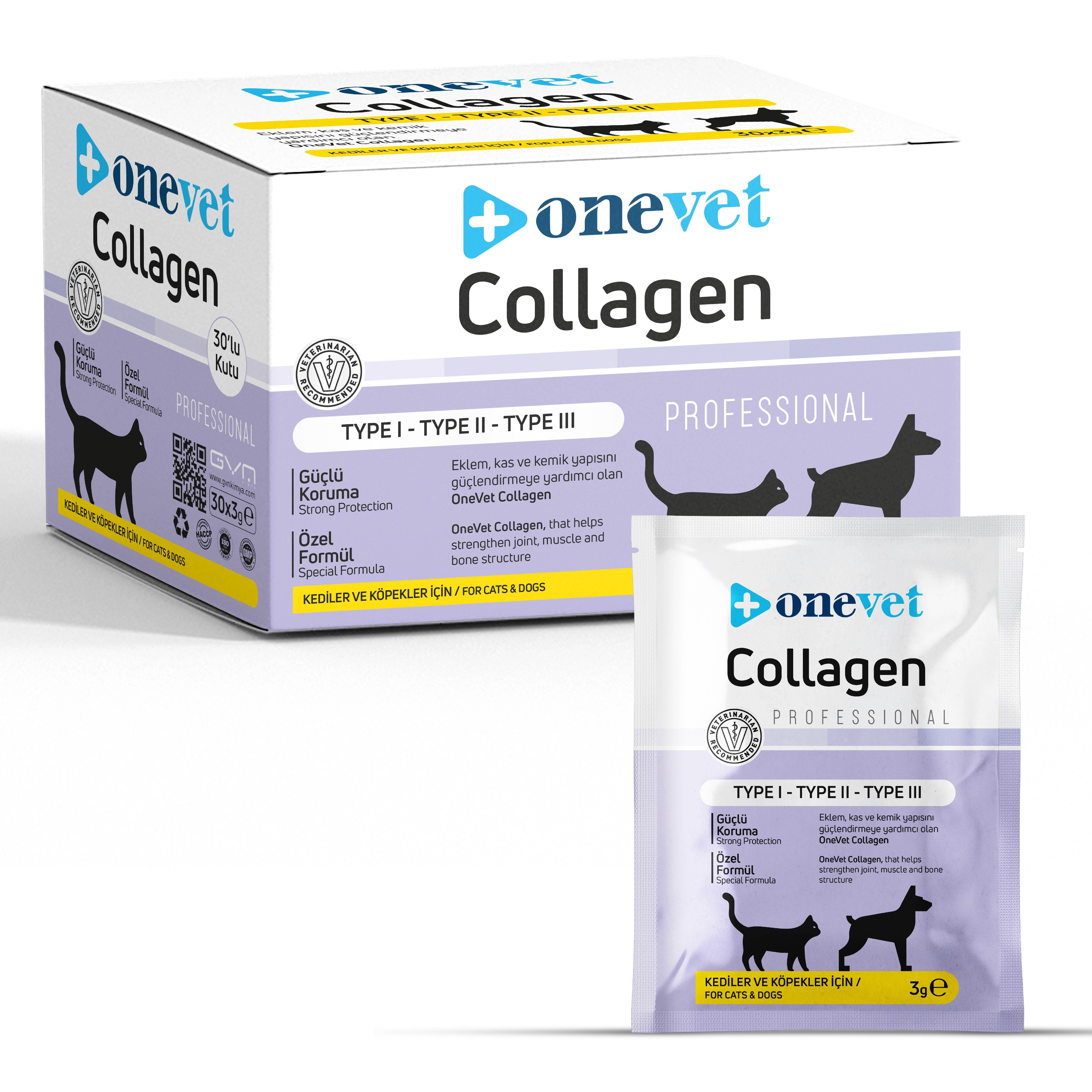 OneVet Kedi & Köpek Kolajen Saşe (Type I - Type II - Type III) 3 gr. 30 Adet (Kutu)