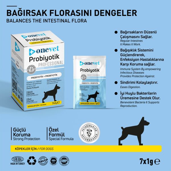 OneVet Köpek Probiyotik & Prebiyotik Saşe 1 gr. 7 Adet (Kutu)