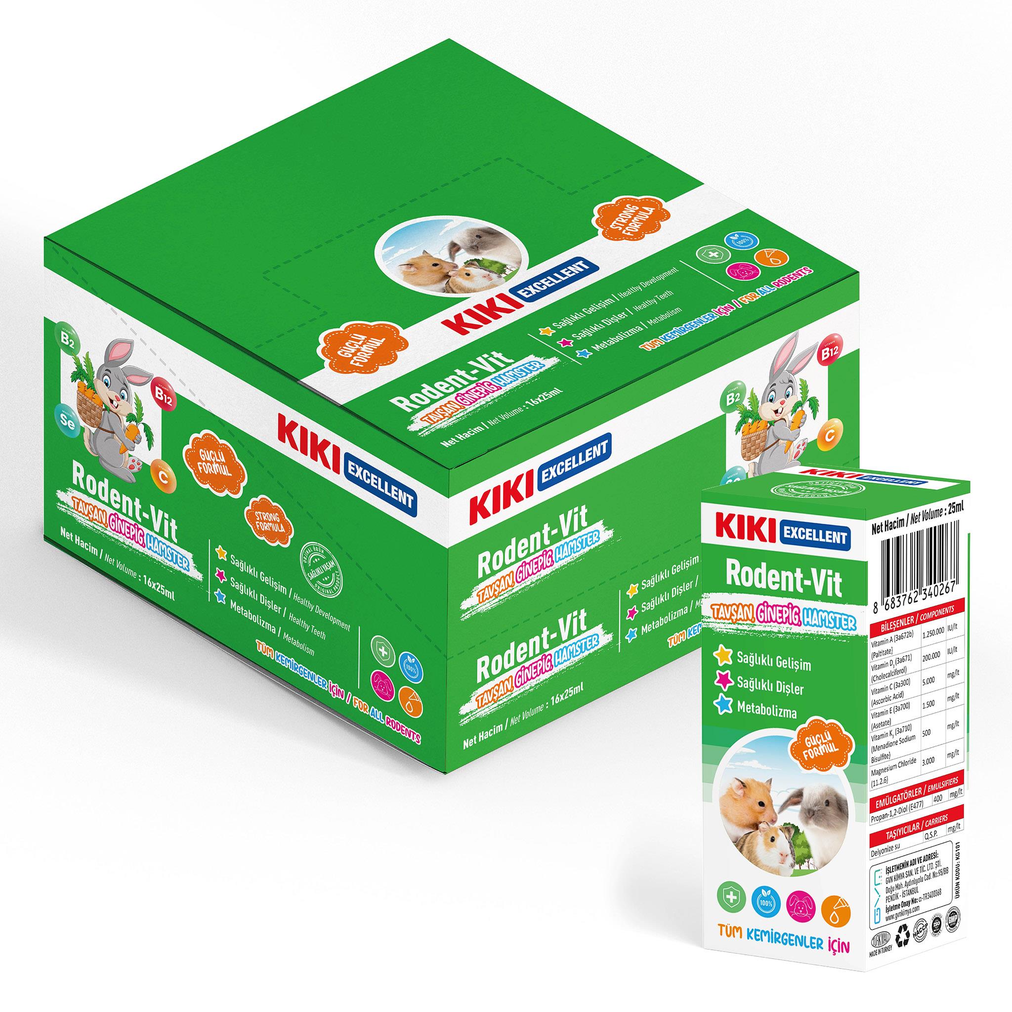 KIKI Excellent Kemirgen Rodent-Vit Vitamin Desteği 25 ml. 16 Adet (Kutu)