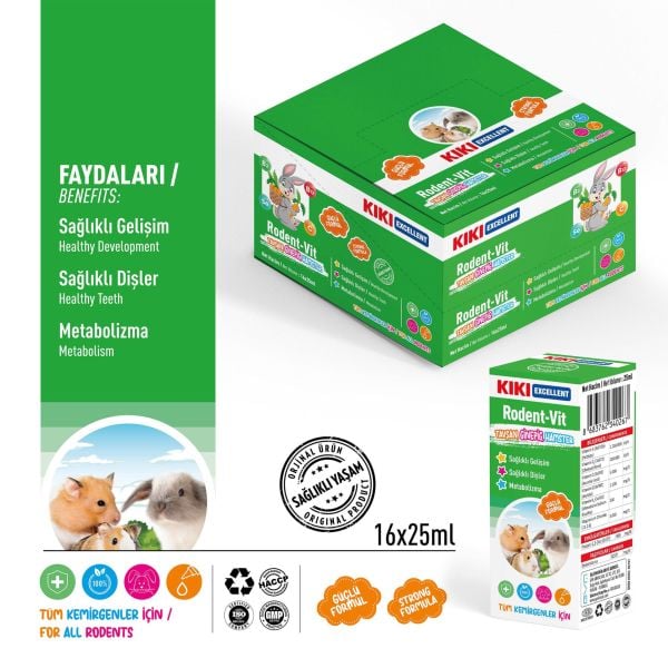 KIKI Excellent Kemirgen Rodent-Vit Vitamin Desteği 25 ml. 16 Adet (Kutu)