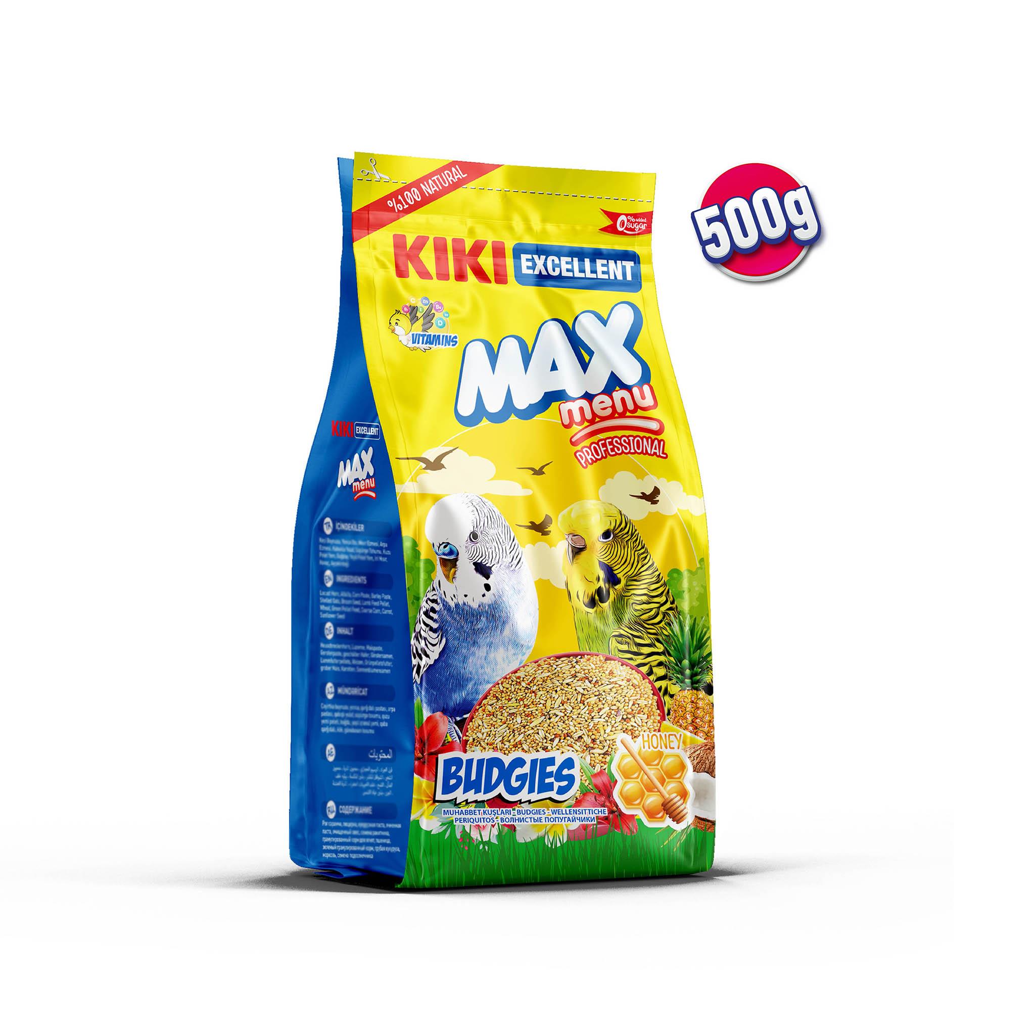 KIKI Excellent Kuş Max Menu Budgies Ballı Muhabbet Kuşu Yemi 500 gr. 12 Adet (Kutu)