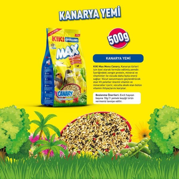 KIKI Excellent Kuş Max Menu Canary Kanarya Yemi 500 gr. 12 Adet (Kutu)