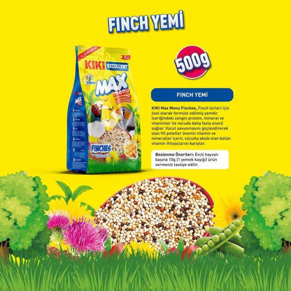 KIKI Excellent Kuş Max Menu Finches Tropikal Finç Yemi 500 gr. 12 Adet (Kutu)