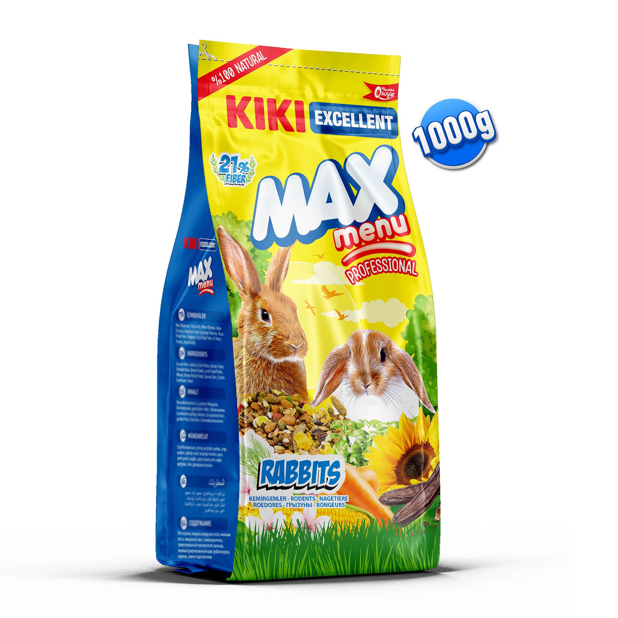 KIKI Excellent Kemirgen Max Menu Rabbits Tavşan Yemi 1000 gr. 8 Adet (Kutu)