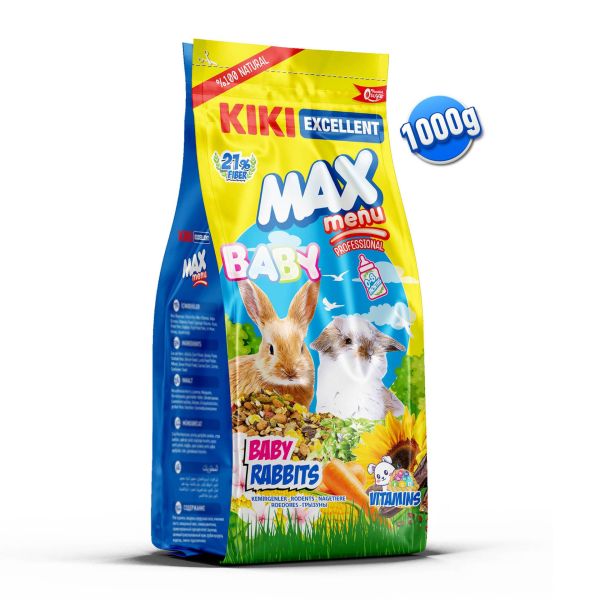 KIKI Excellent Kemirgen Max Menu Baby Rabbits Yavru Tavşan Yemi 1000 gr. 8 Adet (Kutu)