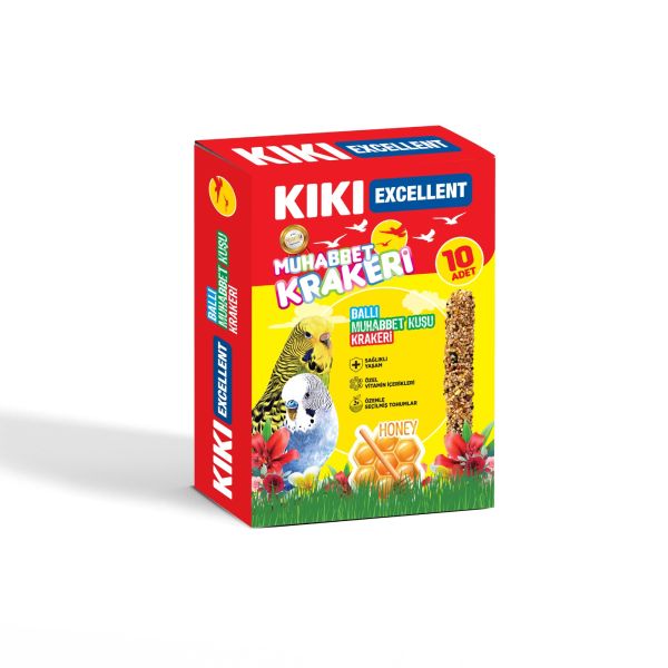 KIKI Excellent Ballı Muhabbet Kuşu Krakeri 10'lu - Doğal Kraker (8 KUTU)