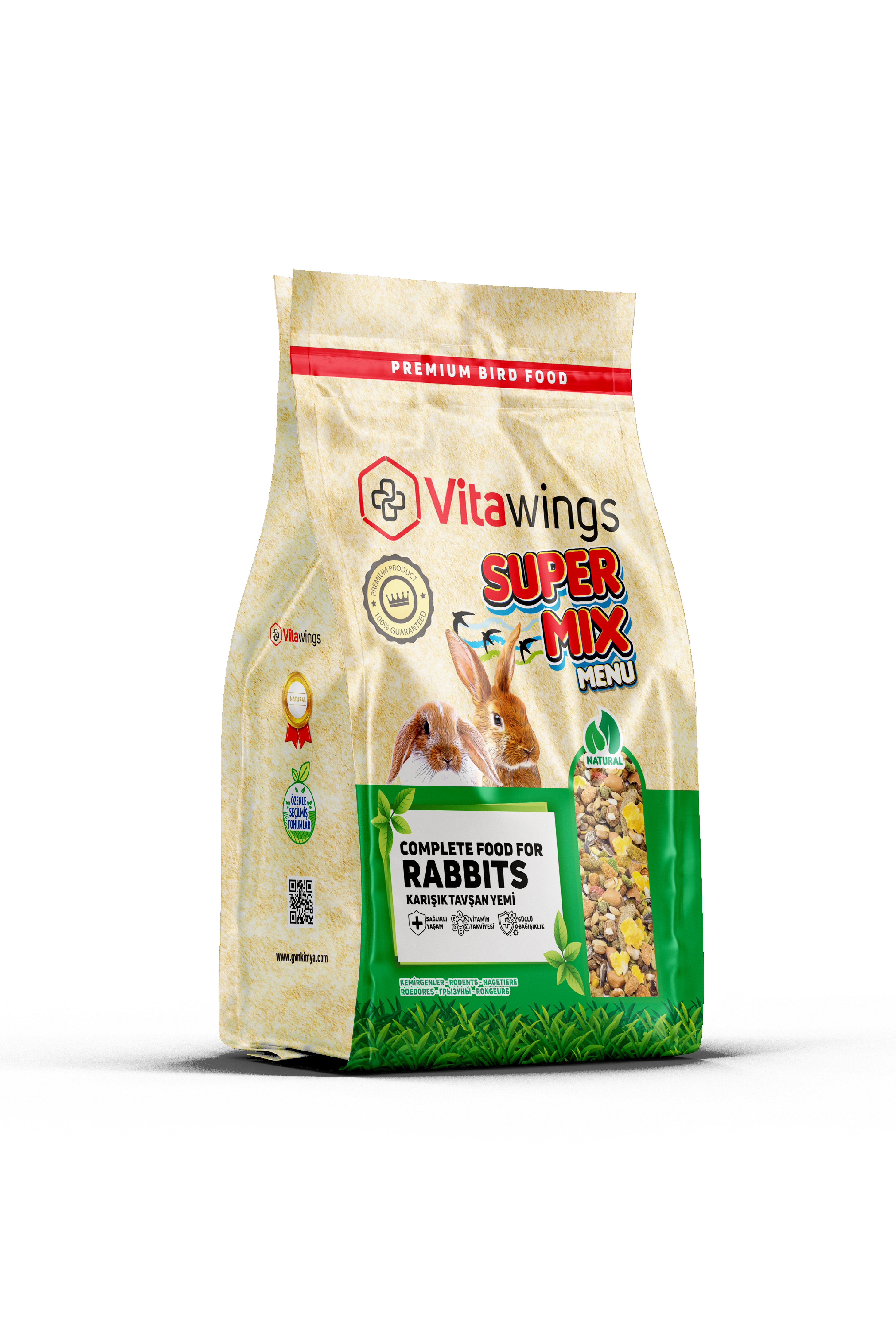 VitaWings Super Mix Menu Tavşan Yemi 800 Gr. 8 Adet (Kutu)