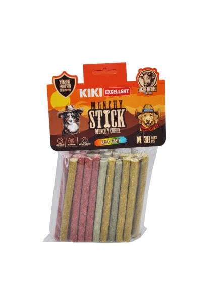 MUNCHY STICK -  SIĞIR DERİSİNDEN MUNCHY ÇUBUK  RENKLİ KALIN 30 ADET