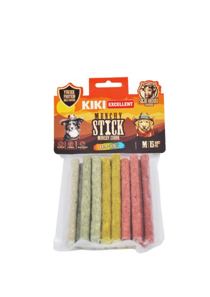 MUNCHY STICK -  SIĞIR DERİSİNDEN MUNCHY ÇUBUK  RENKLİ KALIN 15 ADET