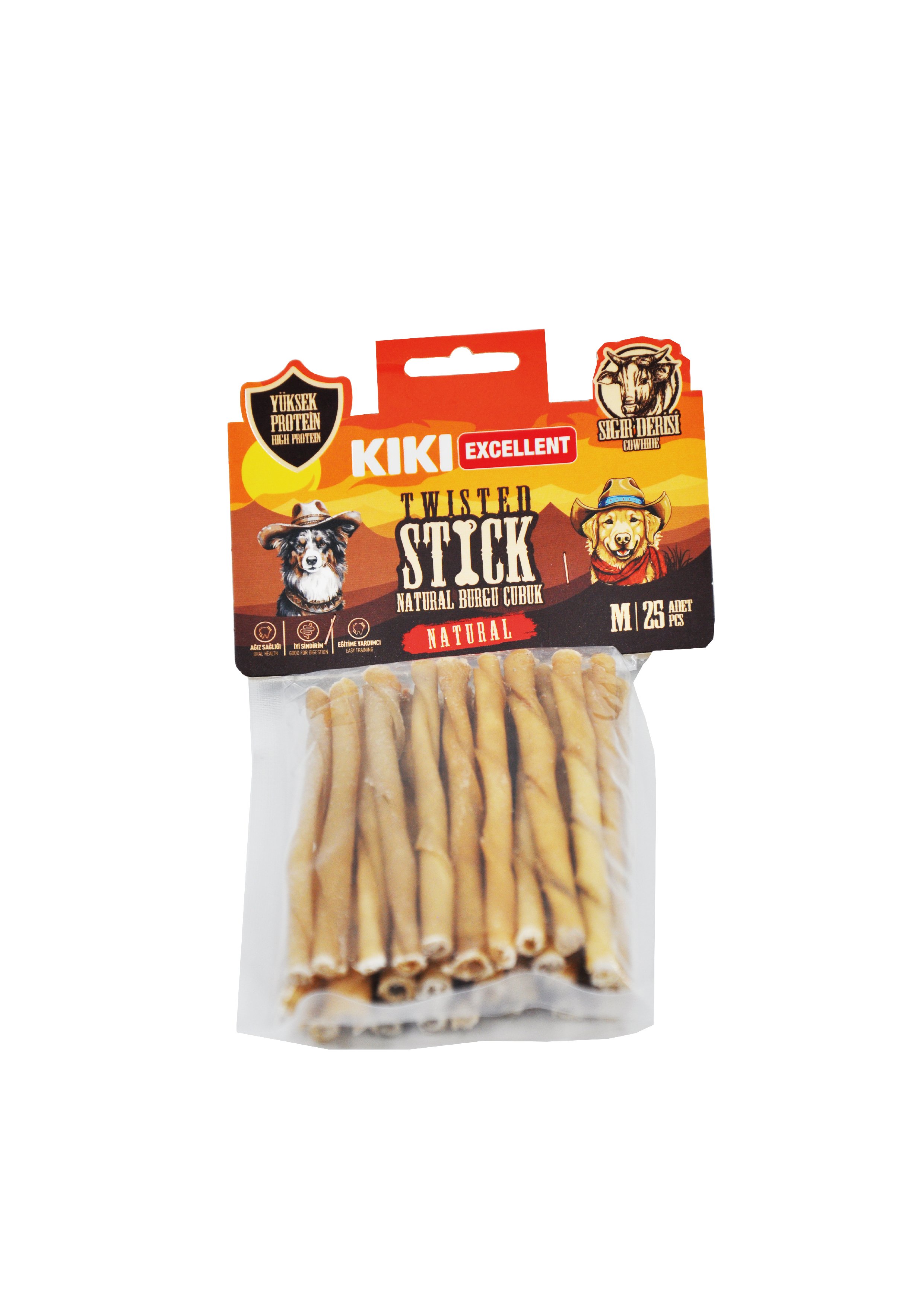 TWISTED STICK -  SIĞIR DERİSİNDEN NATURAL BURGU  ÇUBUK M-25 ADET