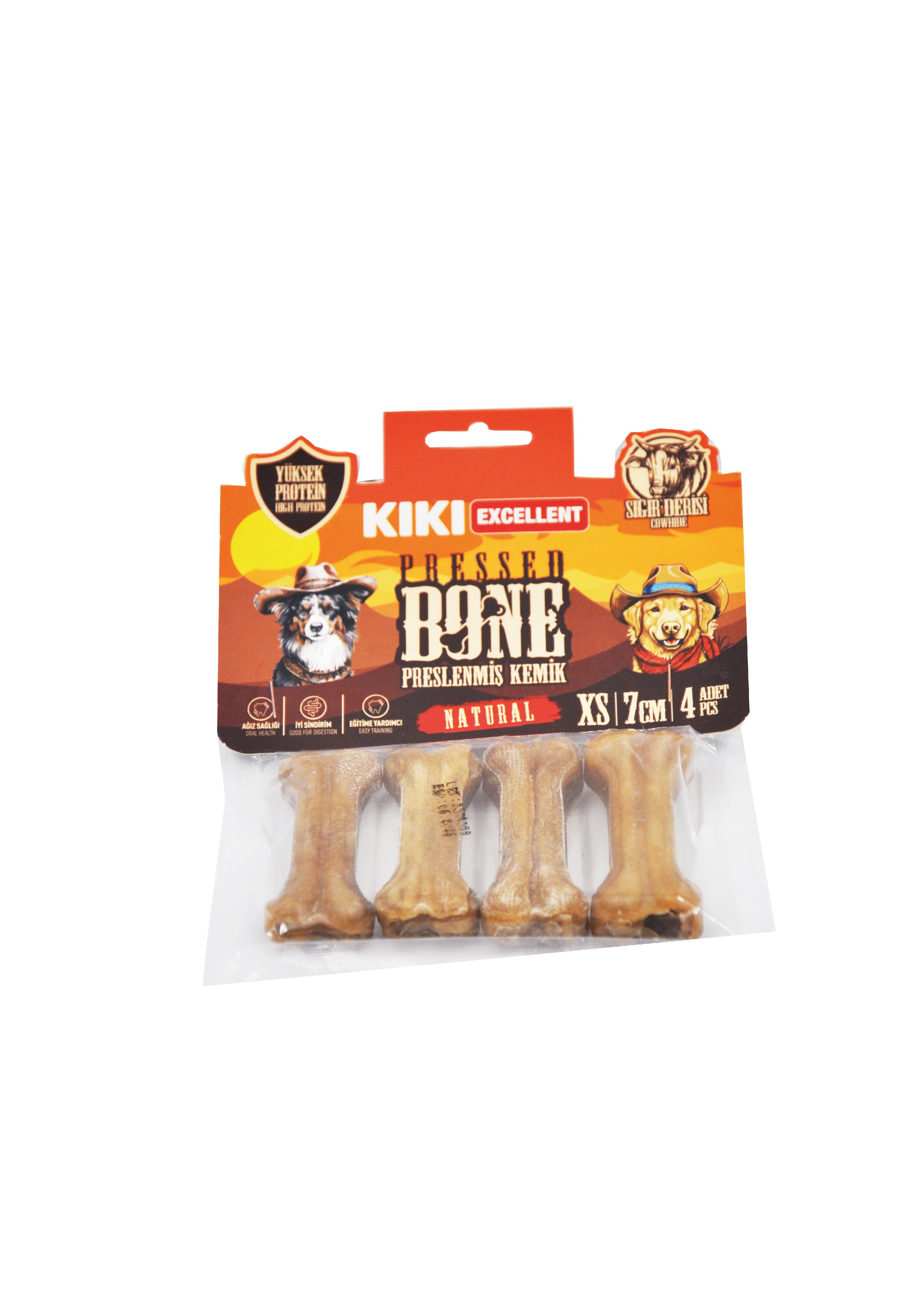 NATURAL PRESSED BONE (PRESLENMİŞ KEMİK) SIĞIR DERİSİNDEN XS- 7CM - 4 ADET