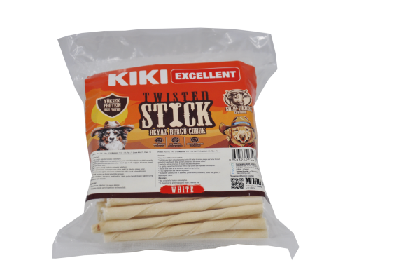 WHITE TWİSTED STİCK (BEYAZ BURGU ÇUBUK) SIĞIR DERİSİNDEN  M - 100 ADET