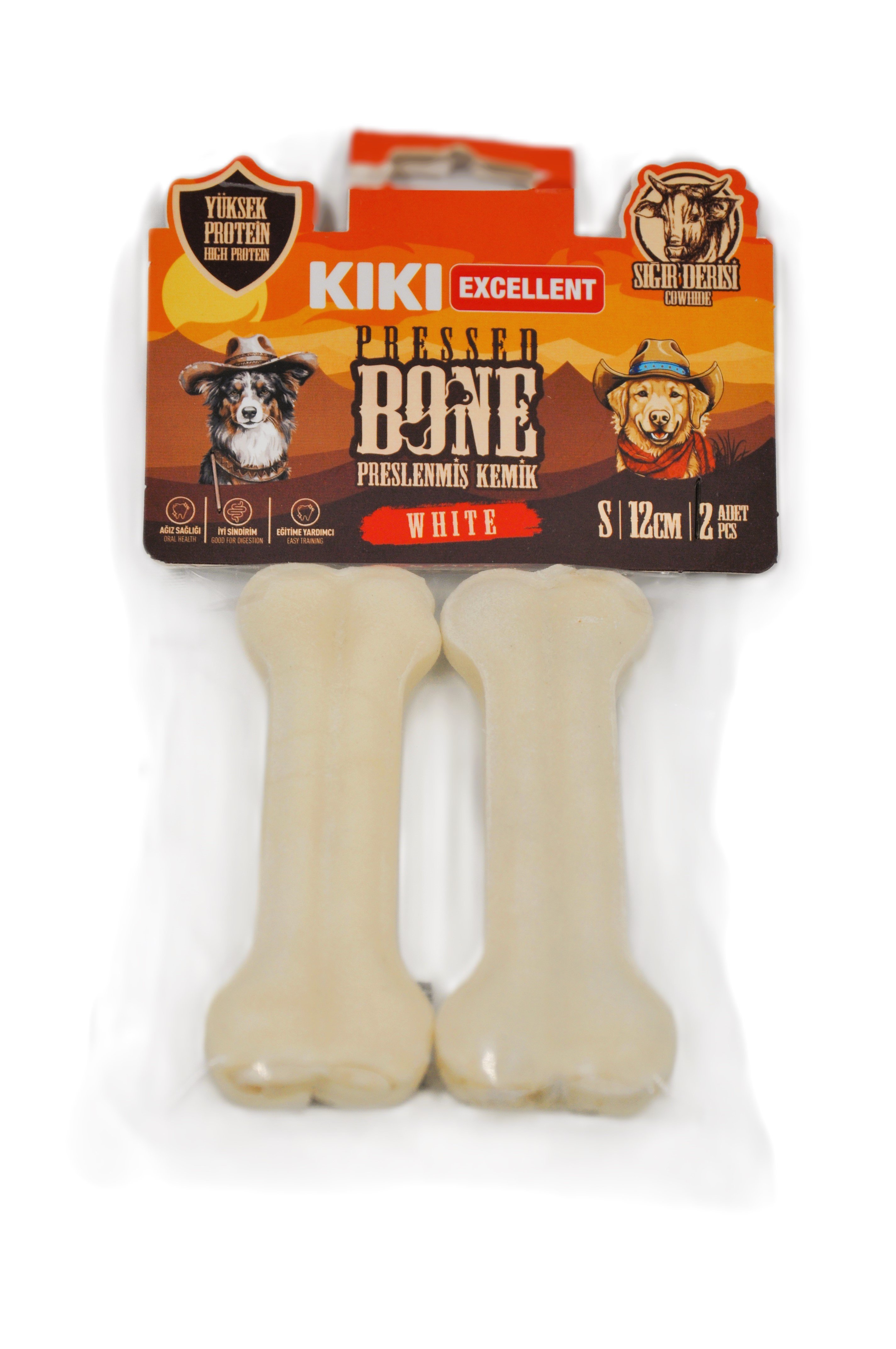 WHITE PRESSED BONE  (PRESLENMİŞ KEMİK) SIĞIR DERİSİNDEN 12CM EKO 2'Lİ
