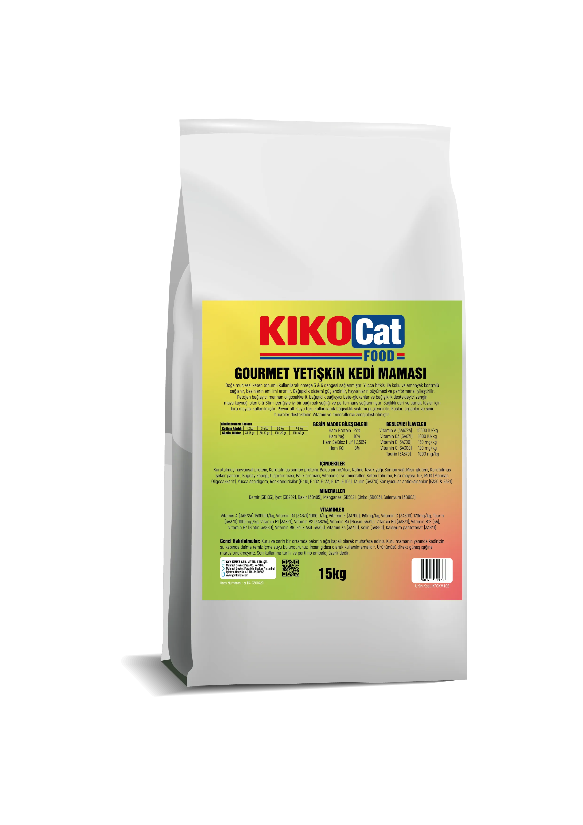 KİKOCat FOOD - GOURMET YETiŞKiN KEDİ MAMASI 15KG
