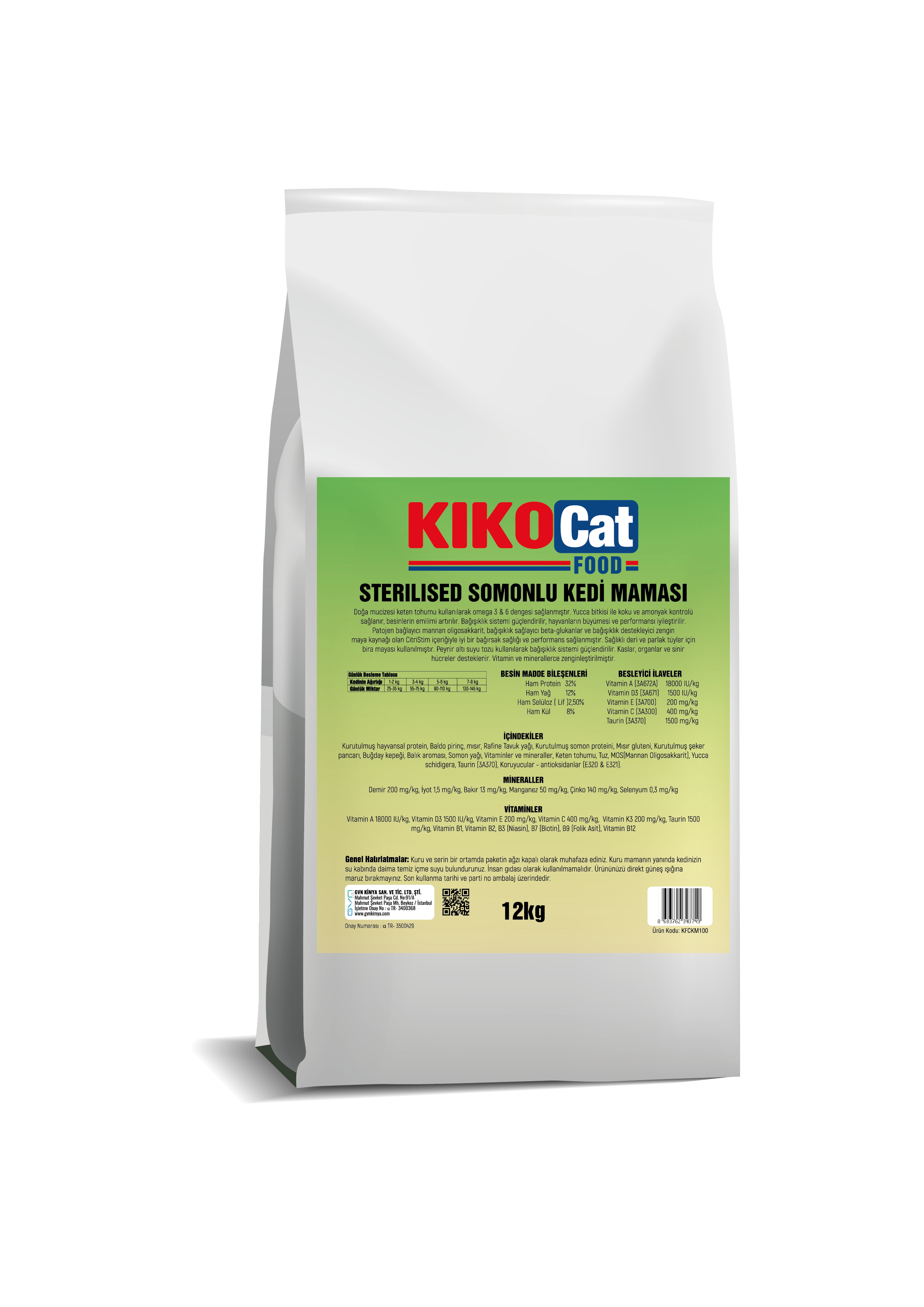 KISIRLAŞTIRILMIŞ KEDİ MAMASI 12KG - SOMONLU