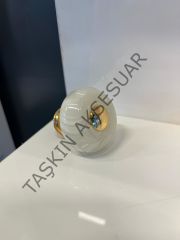 Misket Küre Metal Düğme Kulp Beyaz+Altın Dolap Modern Çekmece Tv Ünite Mobilya Komidin Tek Delik