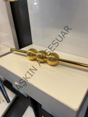 Petra Ortalı Çizgili Metal Kulp 32-128mm Altın Dolap Kapak Çekmece Komidin Tv Ünite Modern Gold Mobilya Kulbu